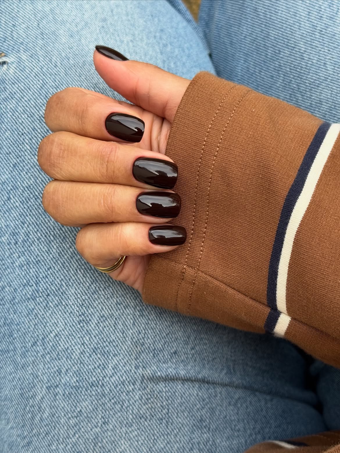 Rich Espresso Glossy Square Nails