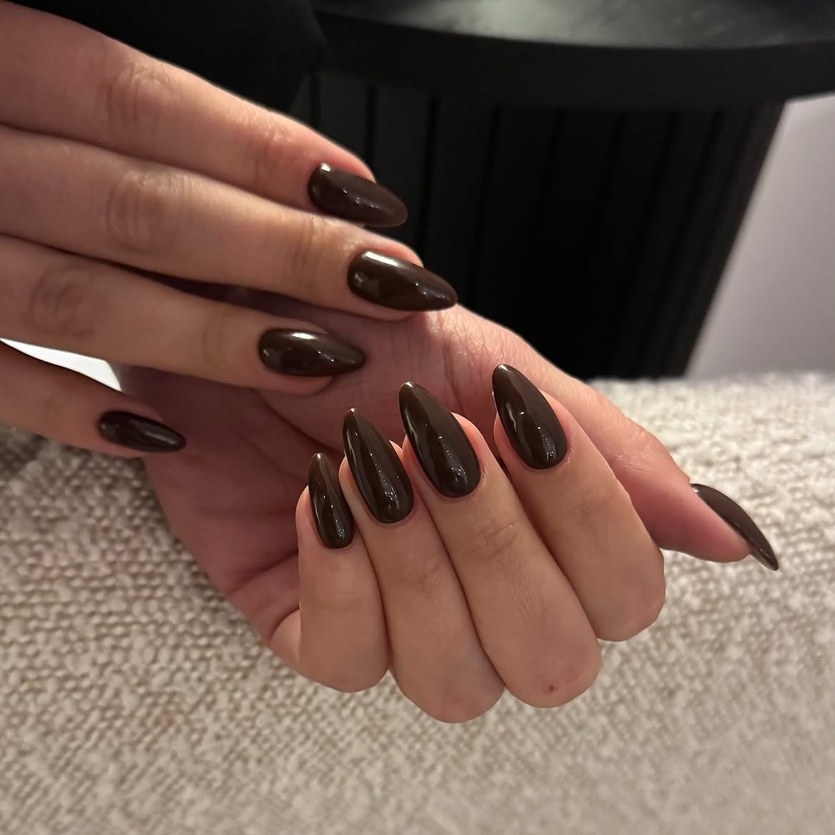 Rich Espresso Oval High Gloss Nails