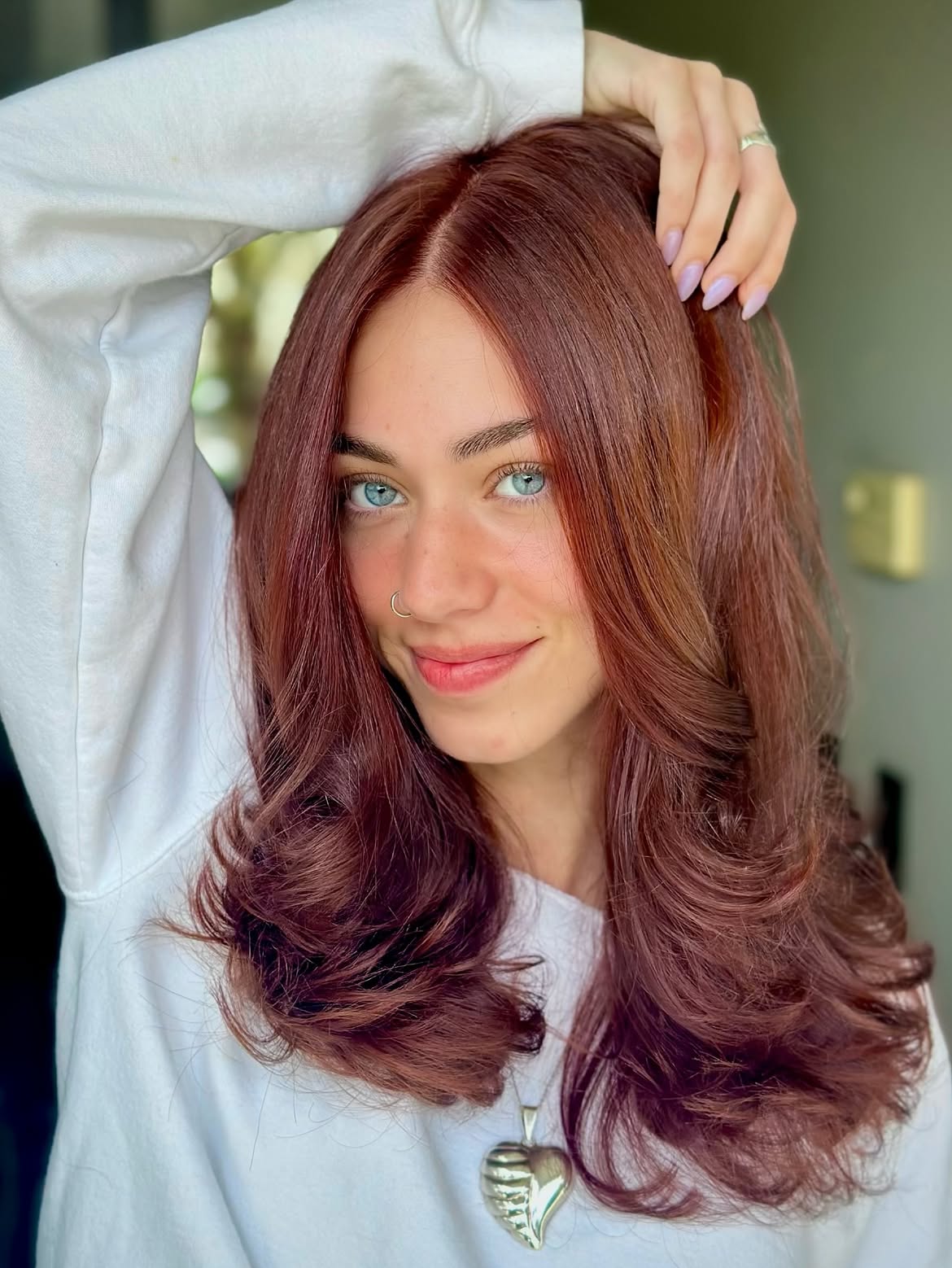 Rich Mahogany Red With Voluminous Waves