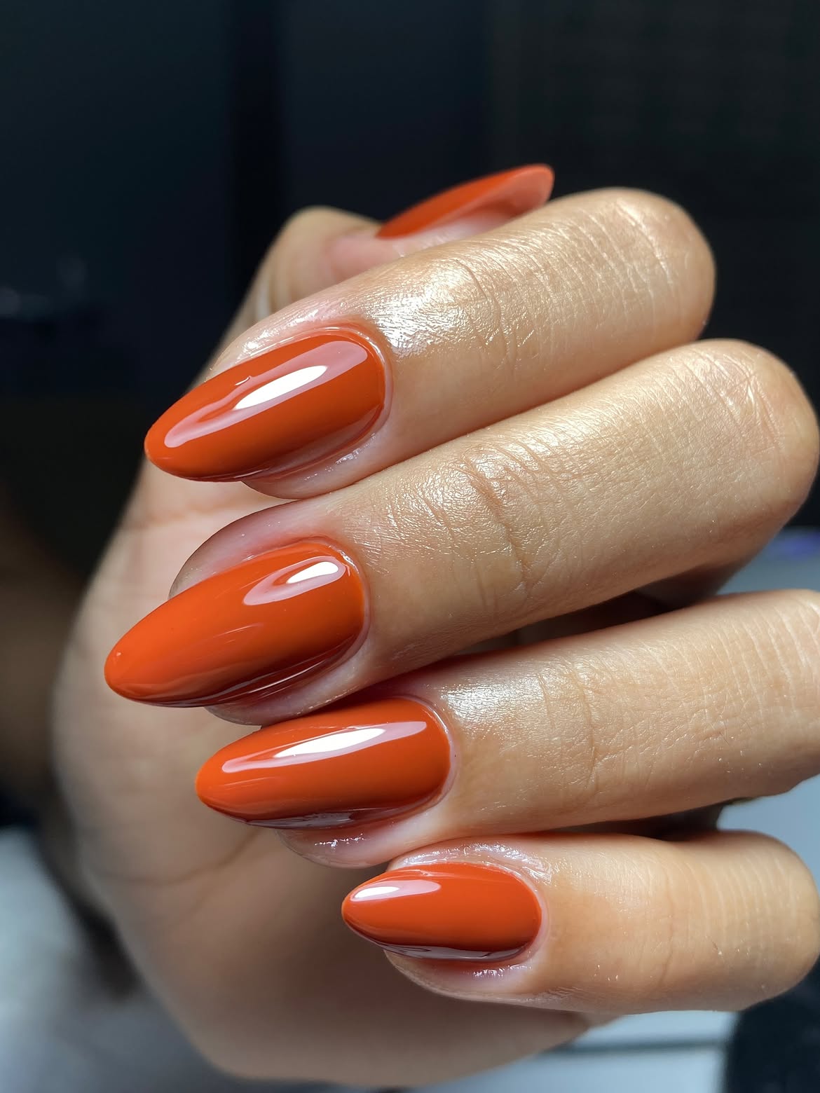 Rich Terracotta High Gloss Almond Nails