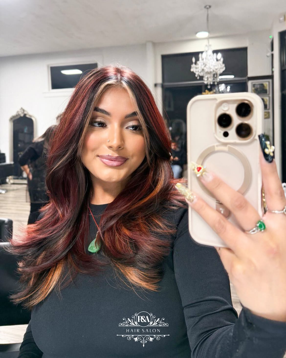 Shaggy Layers With Red Copper Balayage