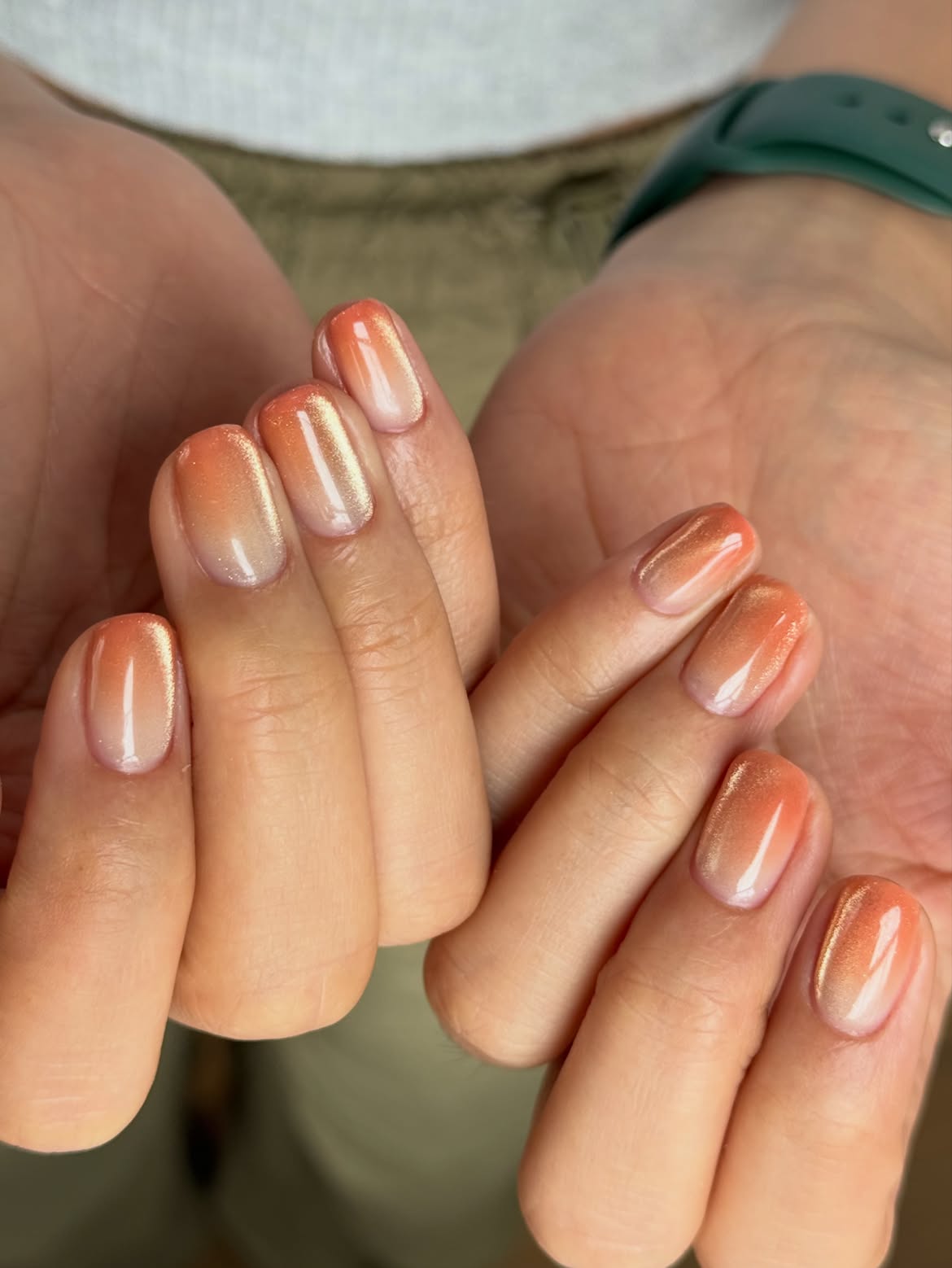 Shimmering Sunset Ombre Short Square Nails