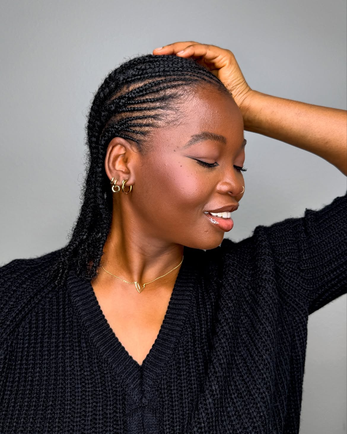 Sleek Cornrows With Braided Hair Down