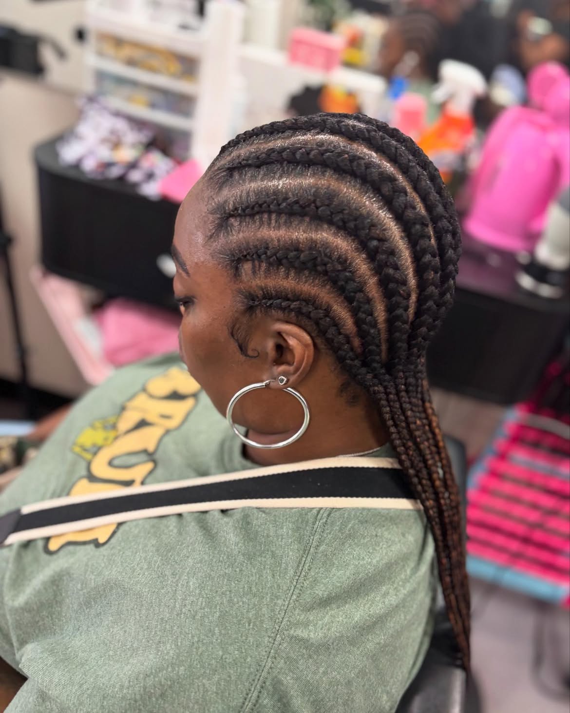 Sleek Cornrows With Subtle Reddish-Brown Tips