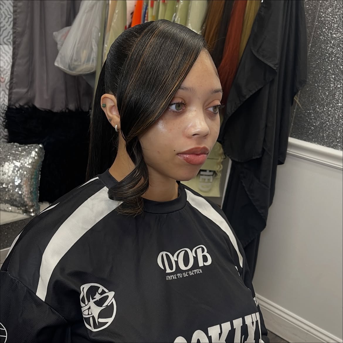 Sleek High Ponytail With Defined Side Swoop