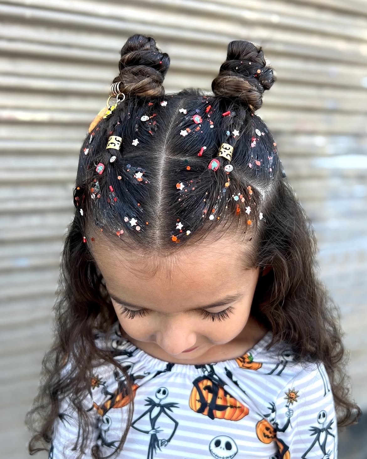 Sparkly Space Buns With Halloween Charms