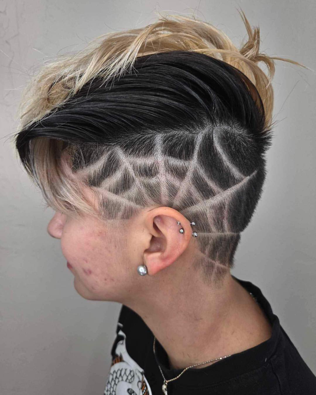 Spiderweb Undercut With Blonde And Black Contrast
