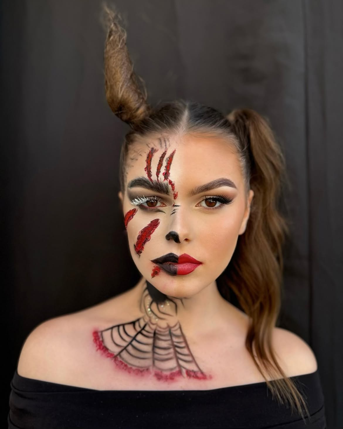 Spiky Top Knot And Pigtail Halloween Hair