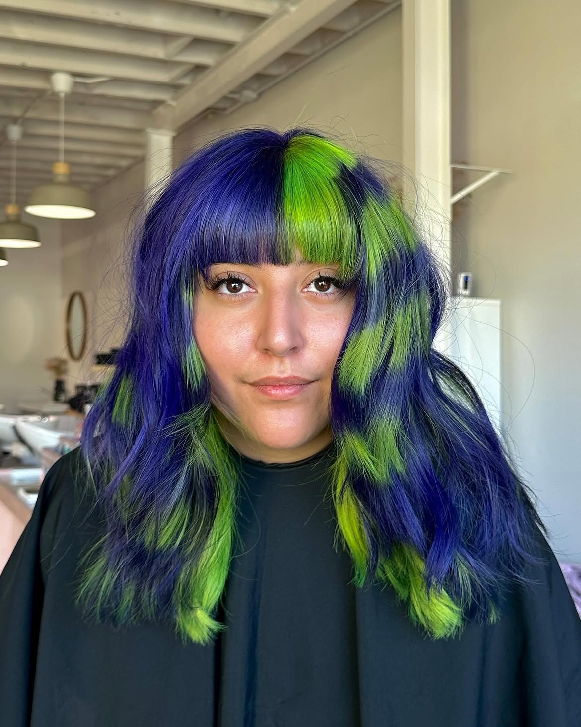Split Dye Neon Green and Electric Blue