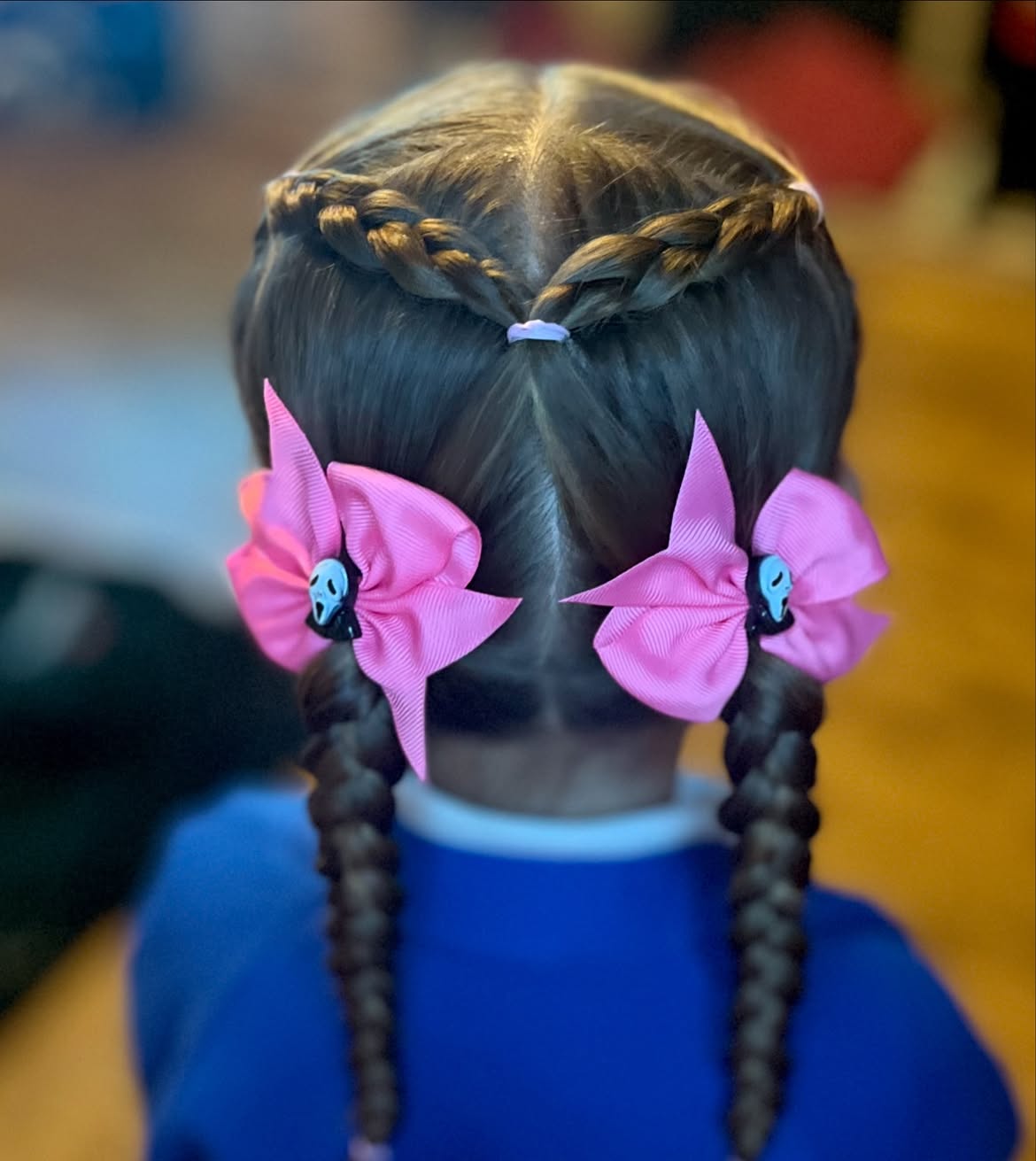 Spooky Cute Braided Pigtails With Ghost Bows