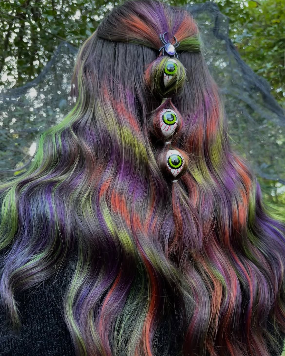 Spooky Eyeball Braids With Halloween Hair Color