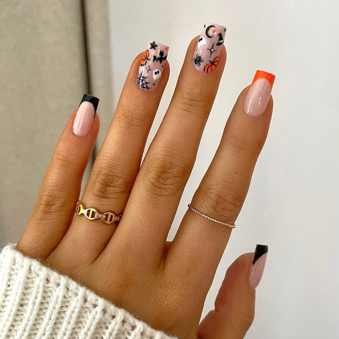 Spooky French Tip Halloween Nail Art