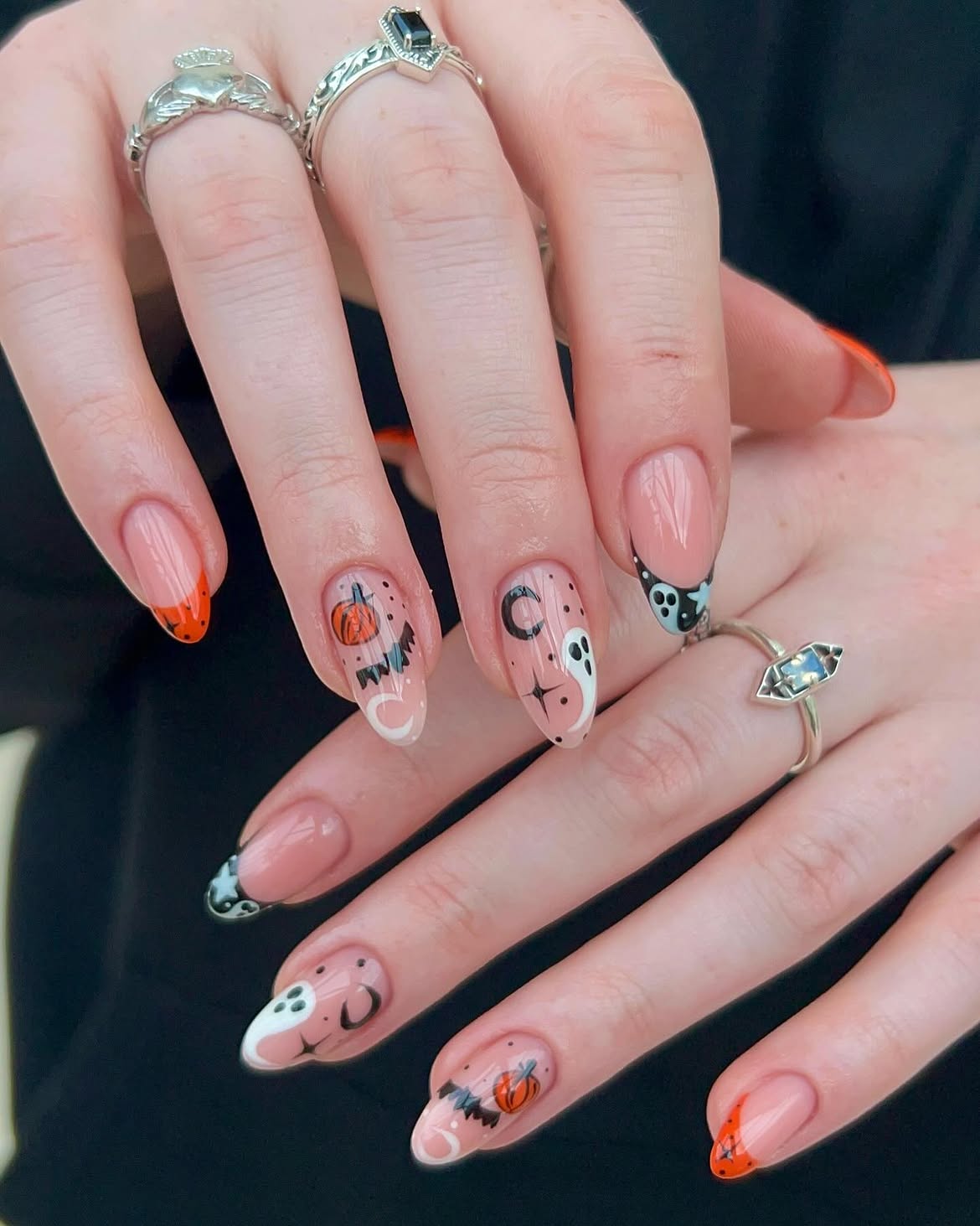 Spooky Halloween French Tip Nail Art