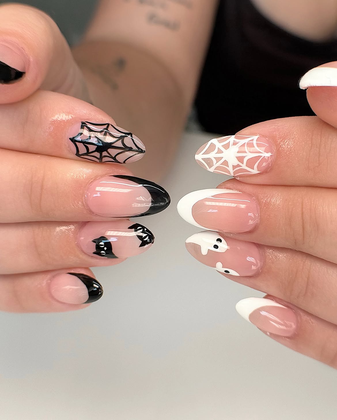 Spooky Season French Almond Nails