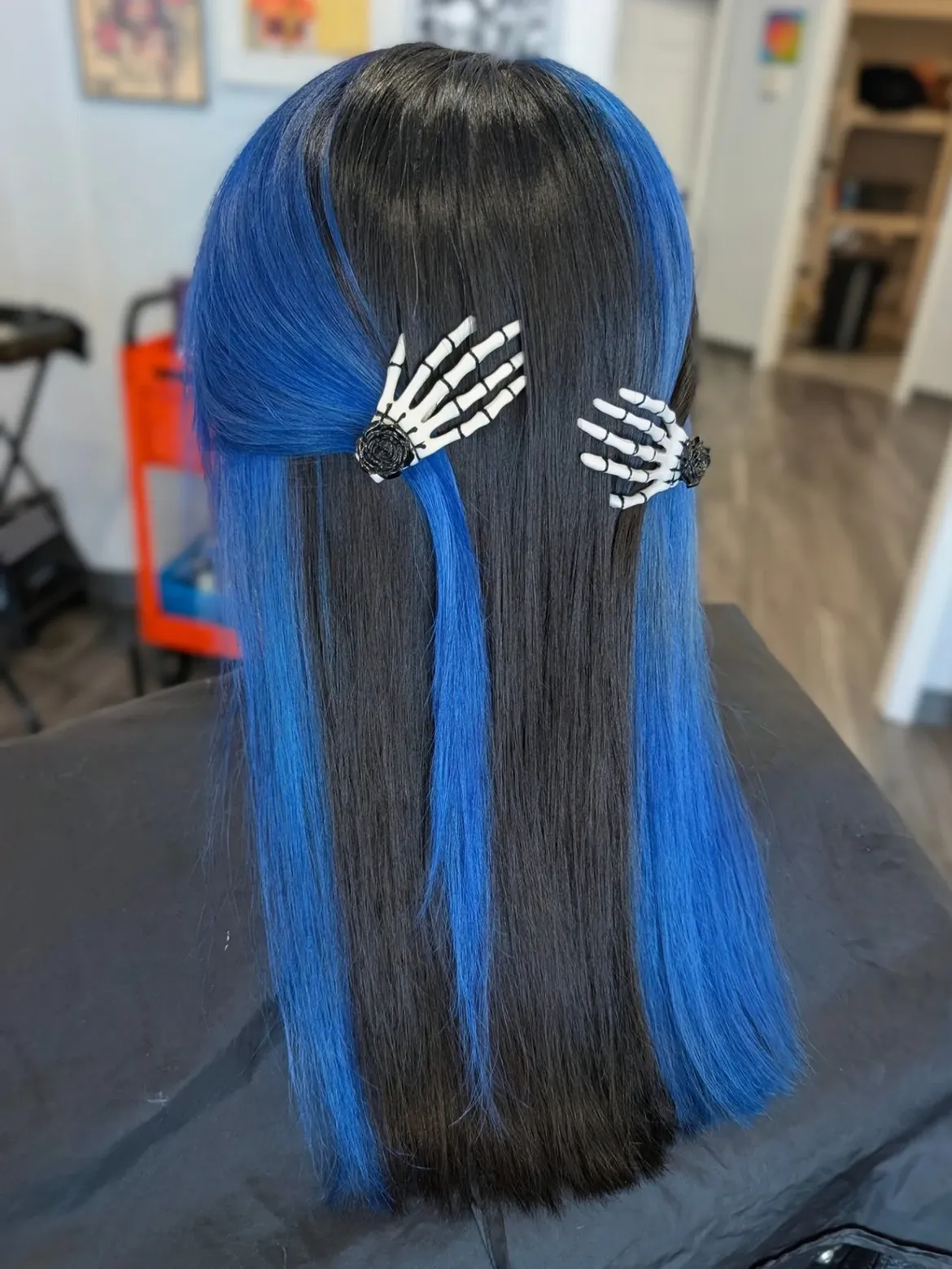 Spooky Skeleton Claw Clip Black and Blue
