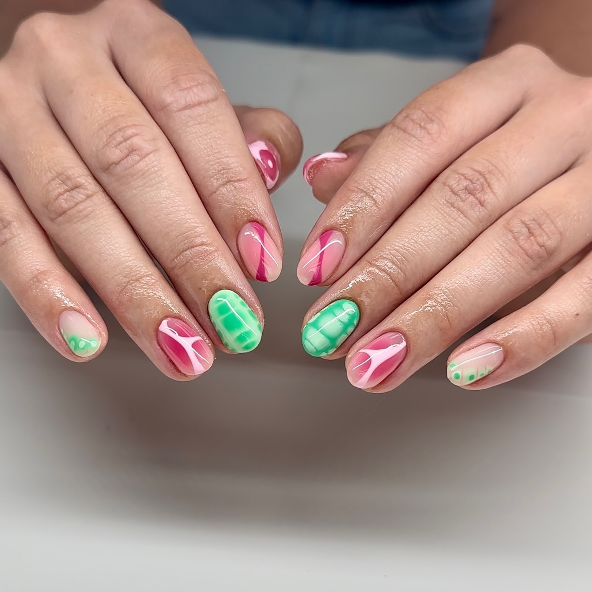 Swirl & Dot Summer Candy Nails