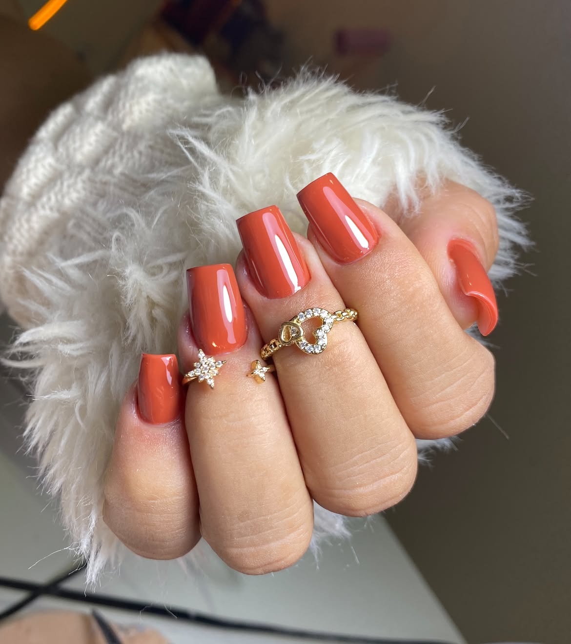 Terracotta Glossy Square Nails