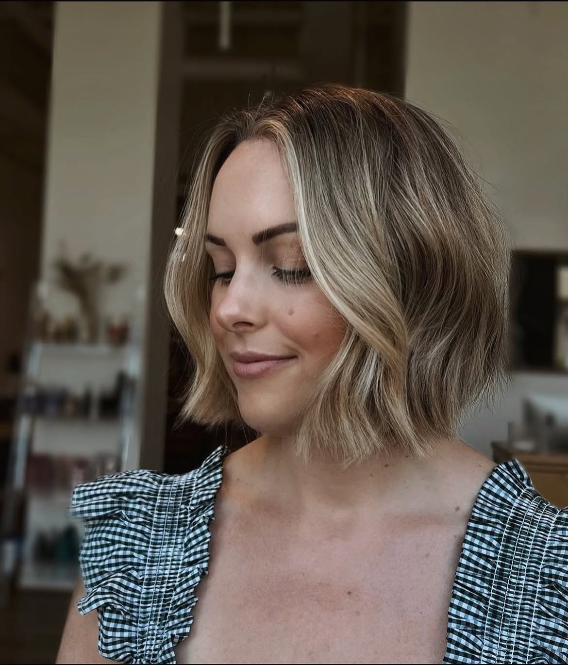 Textured Bronde Bob With Face-Framing Layers