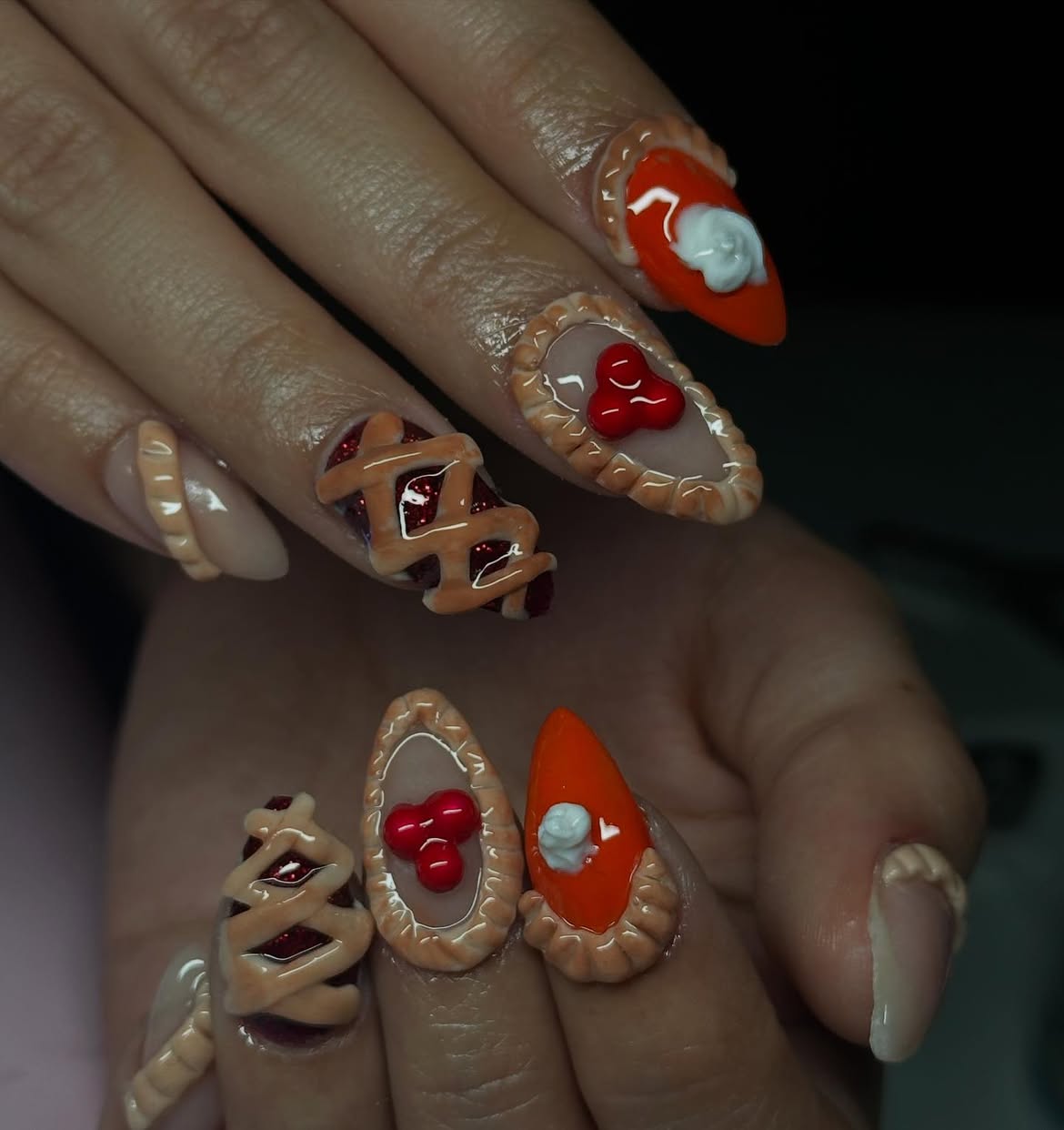 Thanksgiving Pie Slice and Cherry Pie Nails