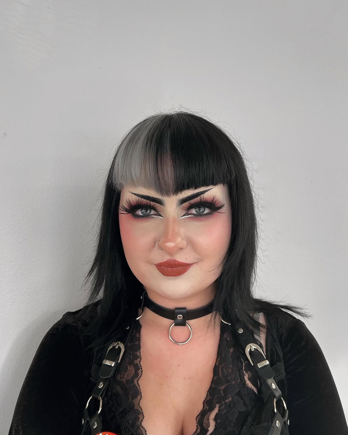 Two-Tone Black And White Chunky Split Hair