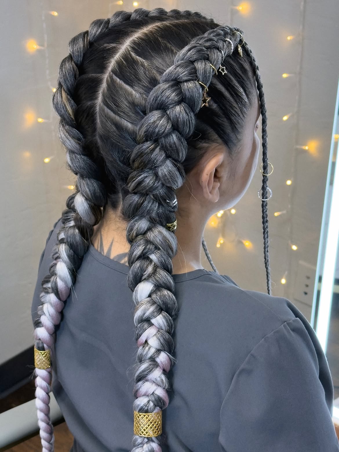 Two-Tone Braids With Star Charms