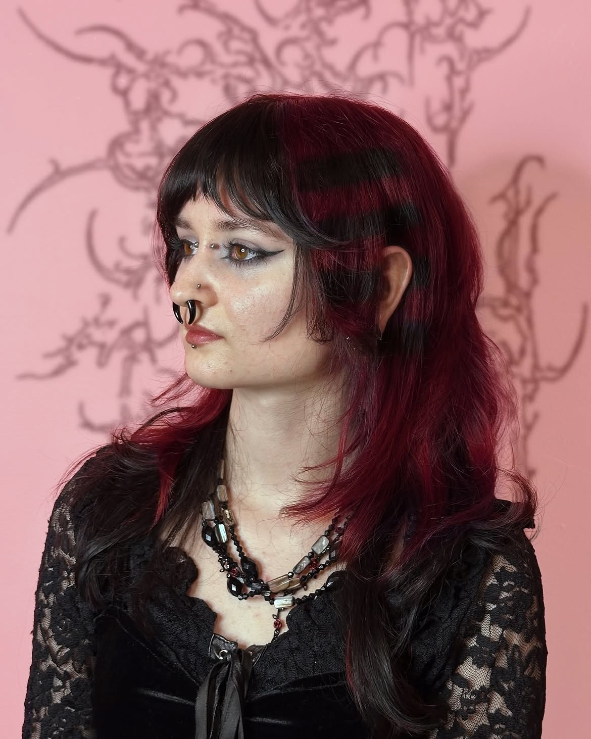 Vibrant Cherry Red Streaks With Dark Layers
