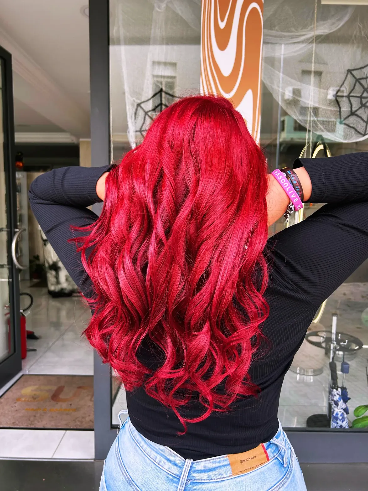 Vibrant Cherry Red Waves