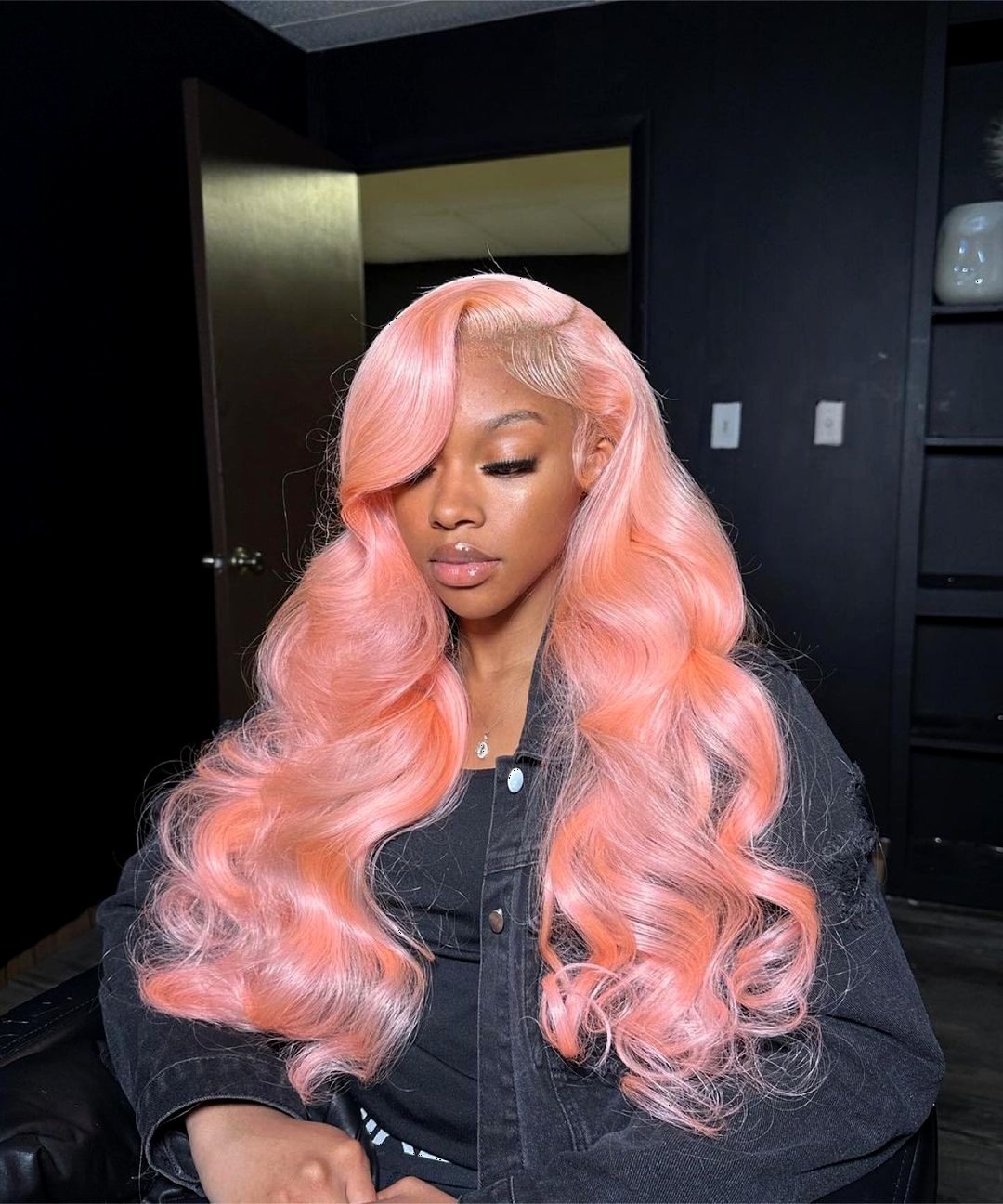 Vivid Peach Waves With Voluminous Body