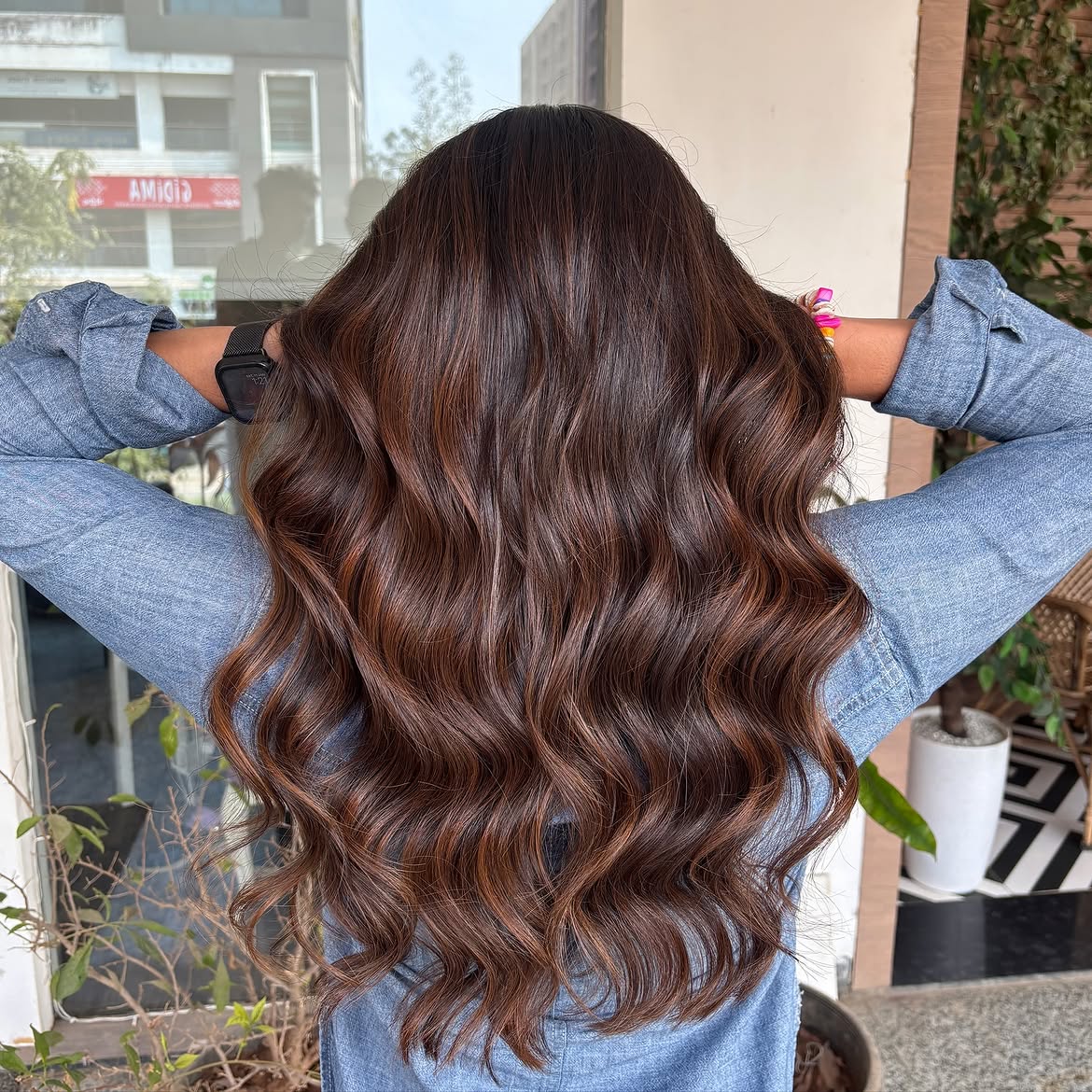 Warm Cinnamon Balayage With Loose Waves