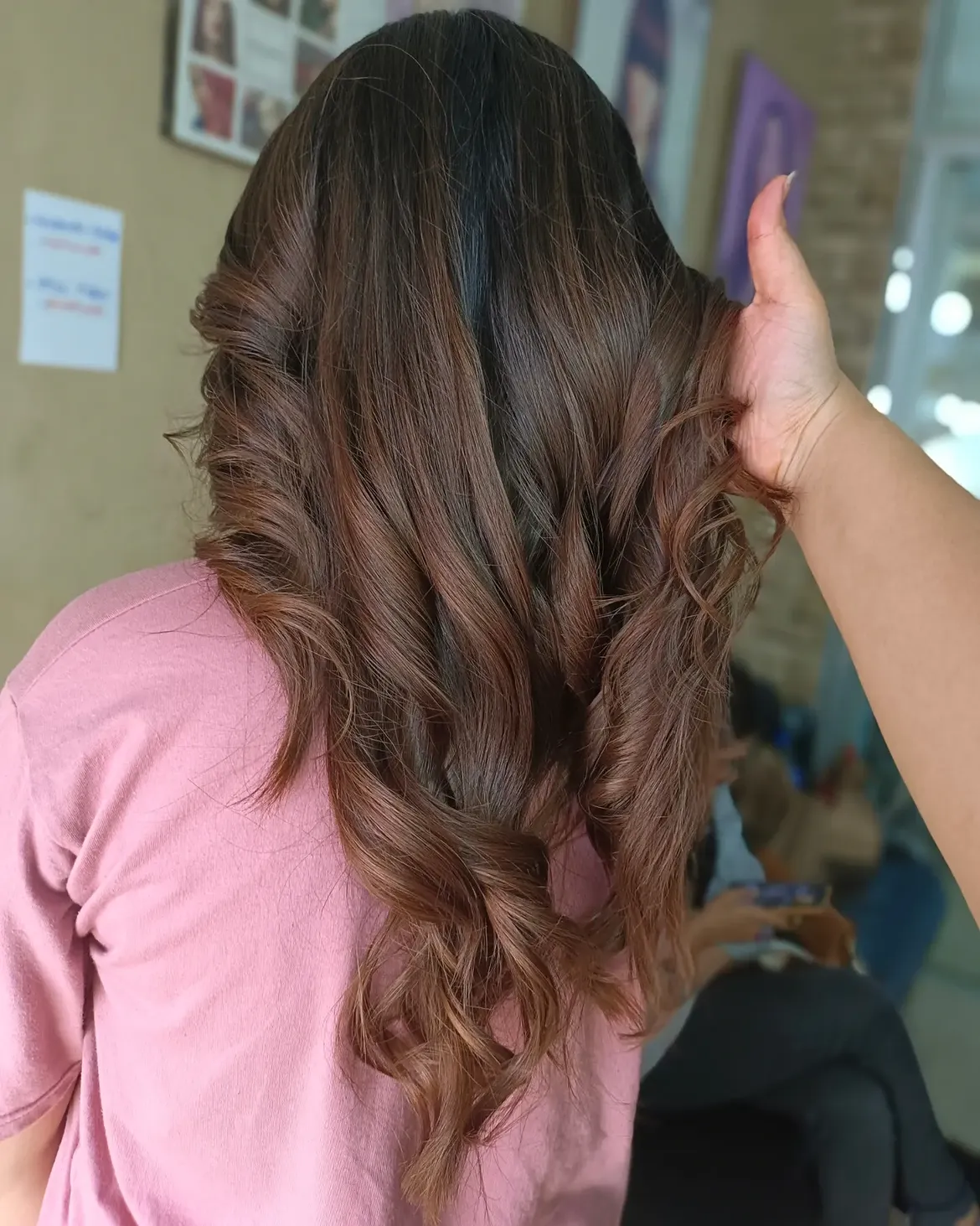 Warm Cinnamon Balayage With Soft Waves