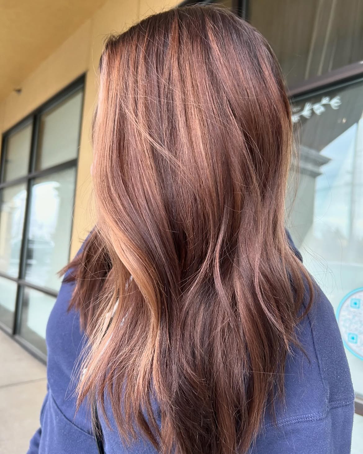 Warm Copper Balayage With Textured Waves