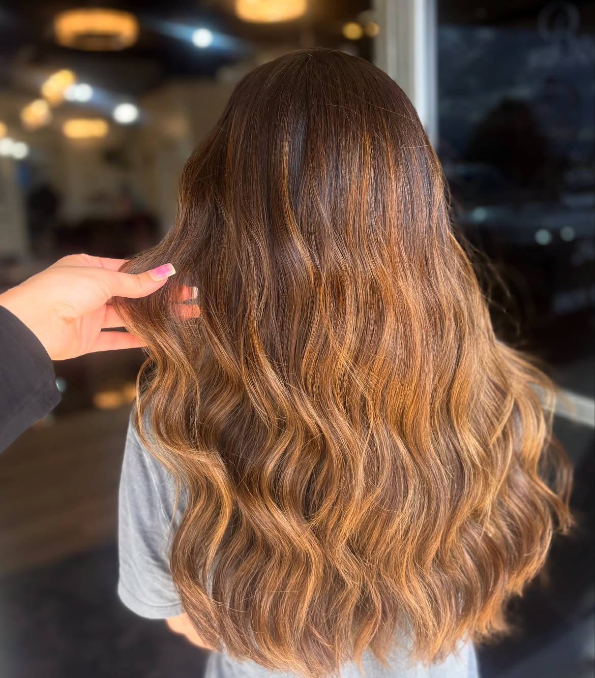 Warm Honey Balayage With Loose Waves