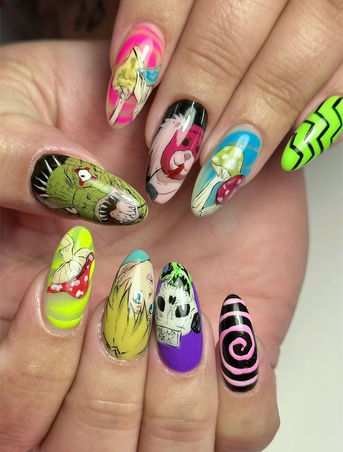Anime Horror Character Nail Art