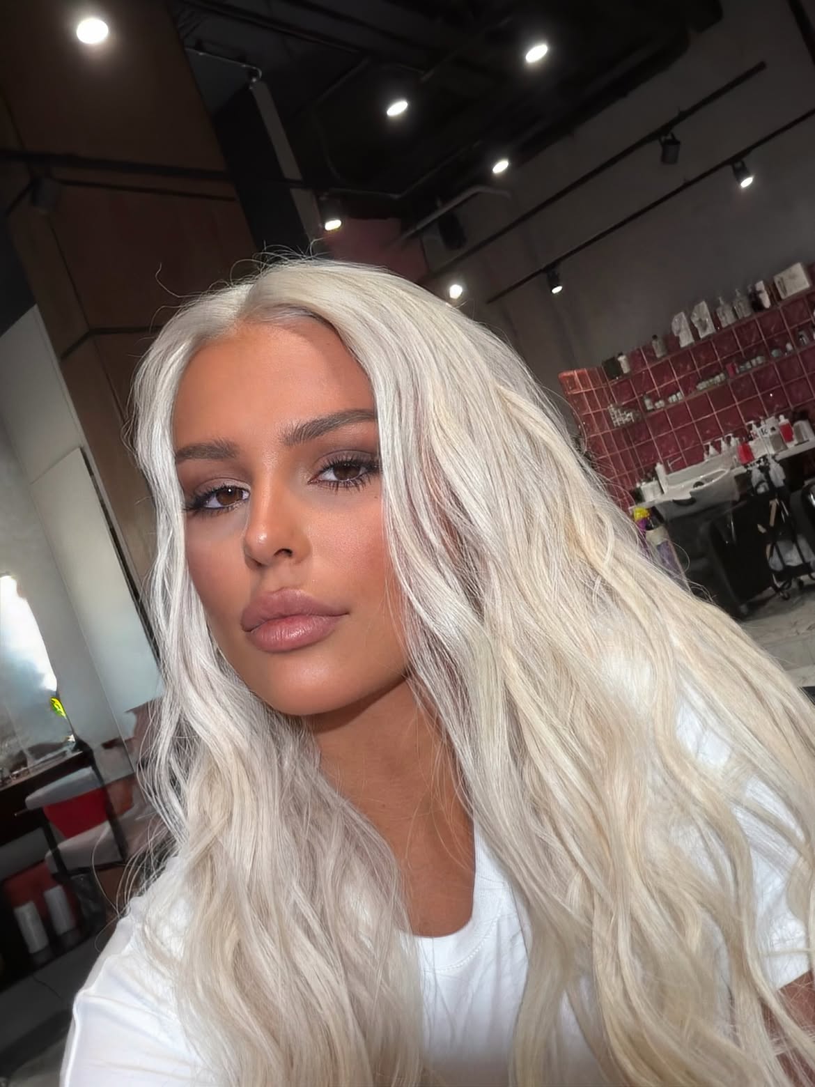 Arctic Platinum Blonde Waves With Textured Ends