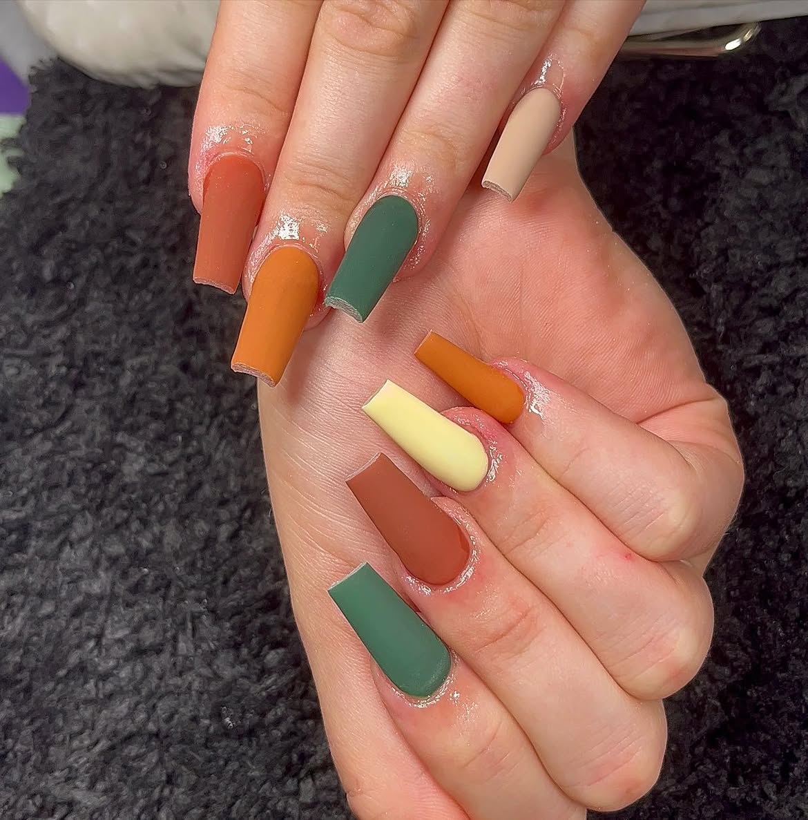 Autumn Palette Matte Coffin Nails
