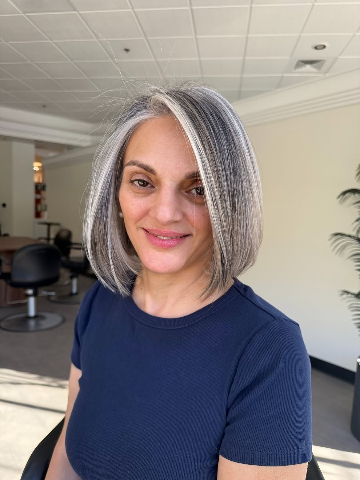 Blended Silver and Ash Blonde Bob