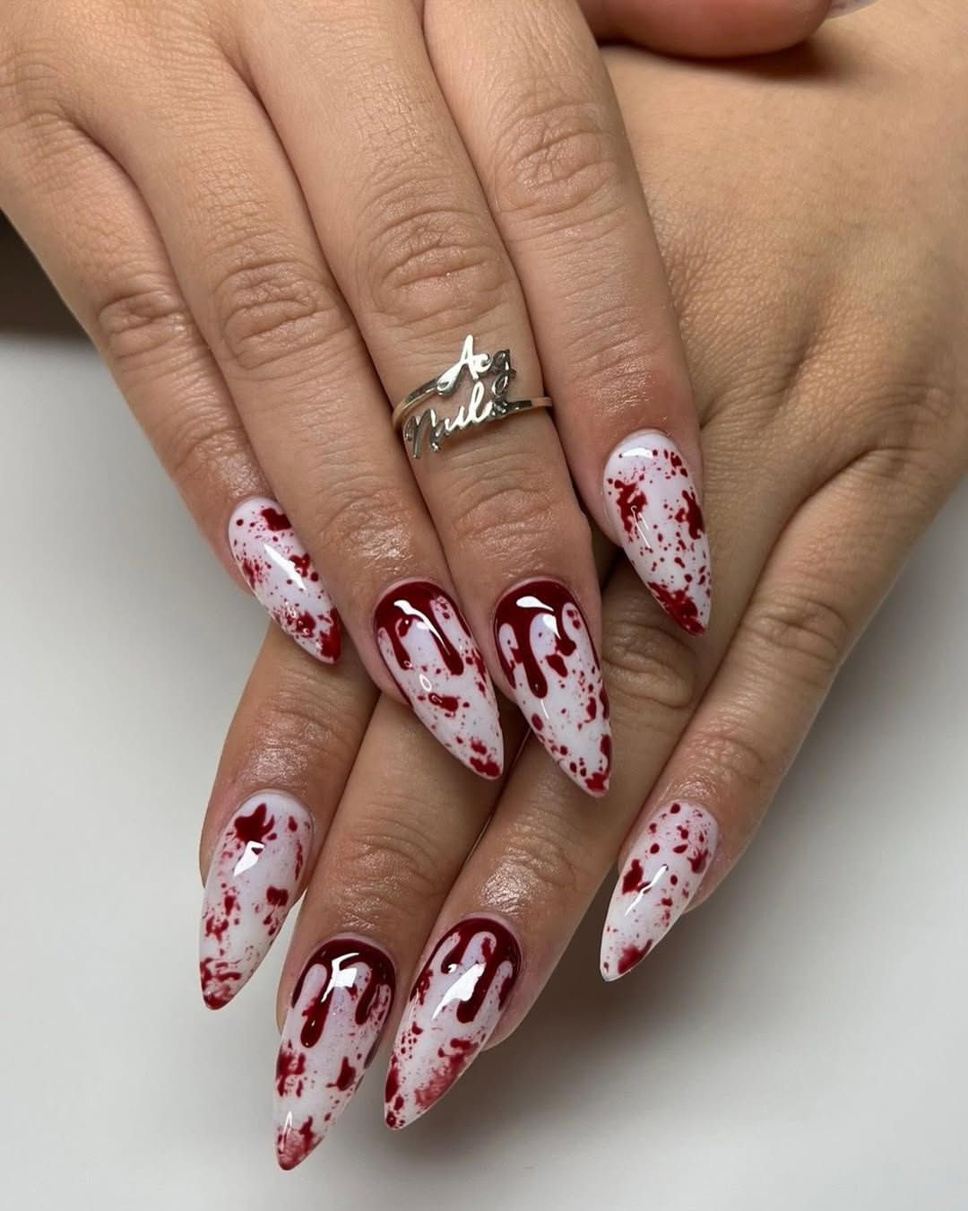 Bloody Drip Stiletto Halloween Nails