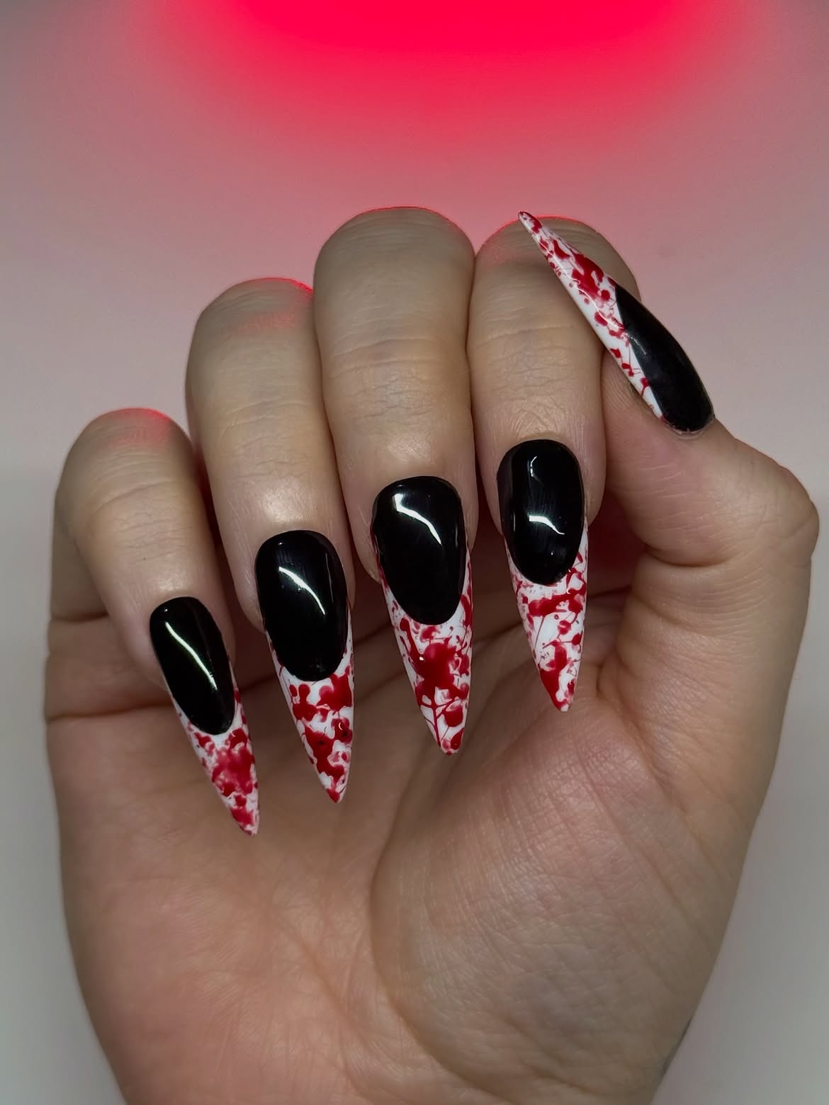 Bloody French Tip Stiletto Halloween Nails