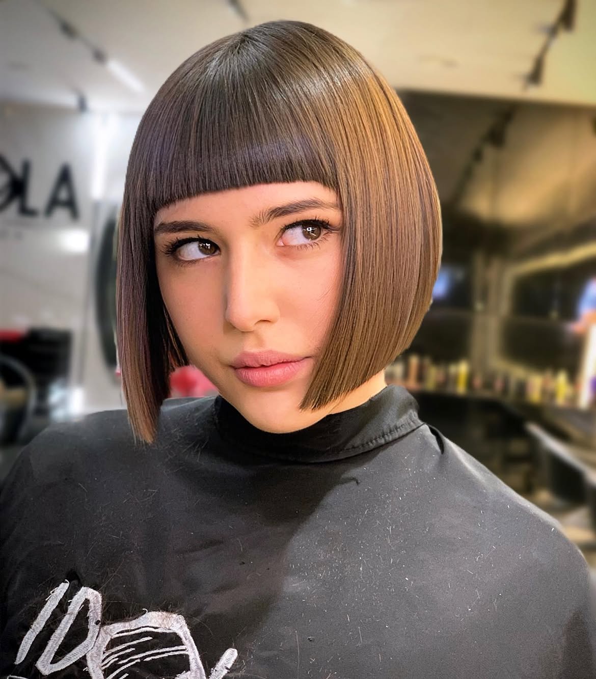 Blunt Bob With Micro Bangs And Two-Tone Color