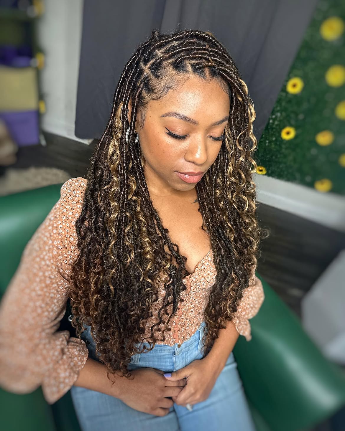 Boho Waves With Honey Blonde Highlights Faux Locs