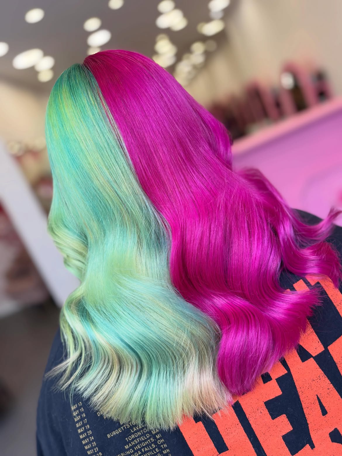 Bold Half & Half Split Dye With Wavy Texture