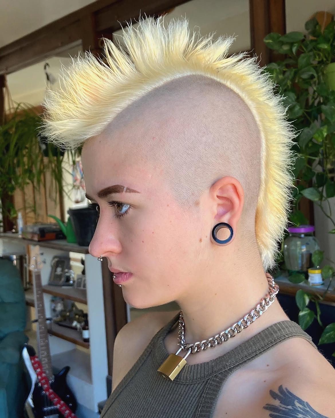 Bold Platinum Blonde Spiky Mohawk