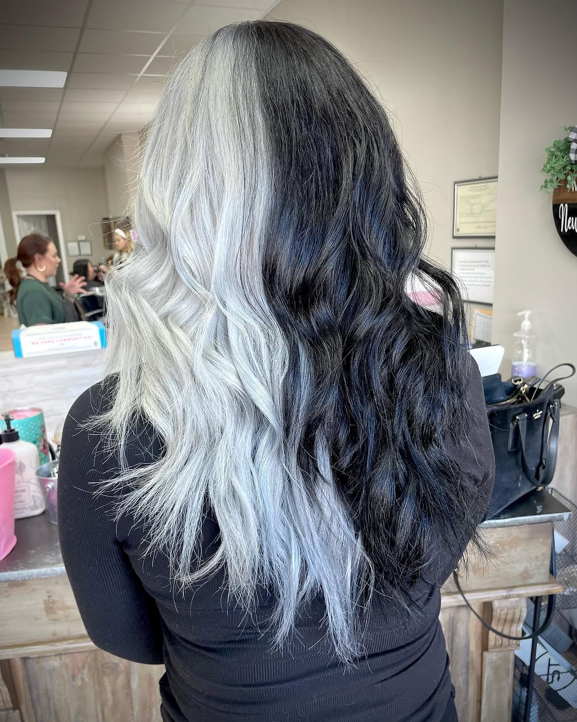 Bold Split Dye Contrast In Black And Platinum