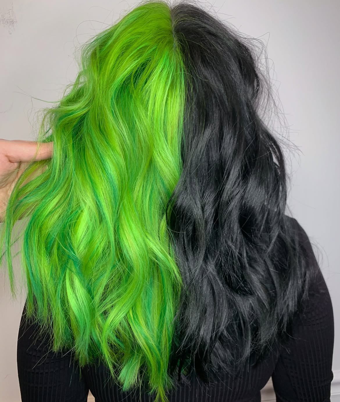 Bold Split Dye Neon Green And Jet Black