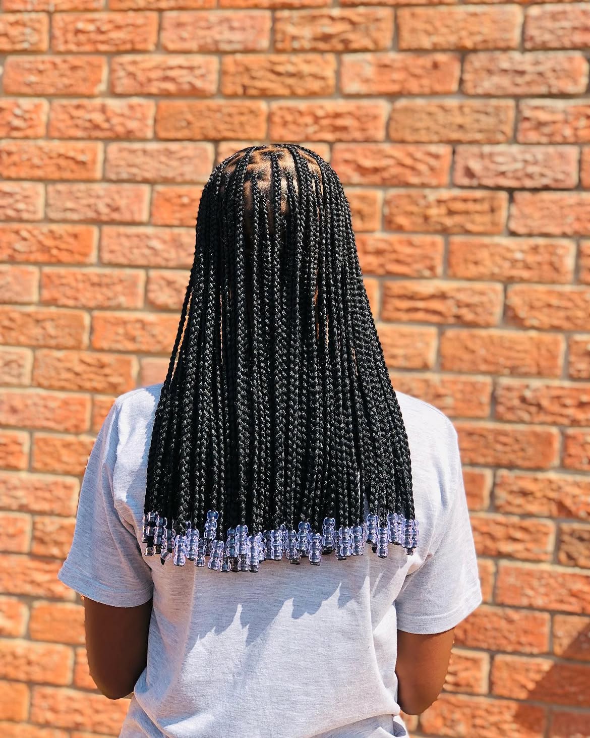 Box Braids With Translucent Beads