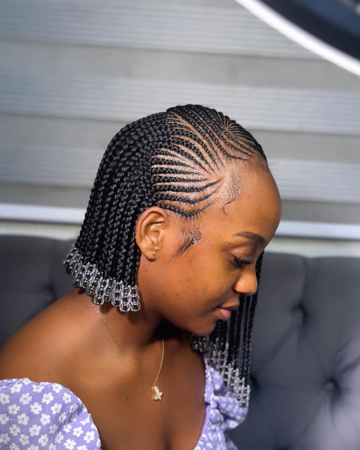Braided Bob With Clear Bubble Beads