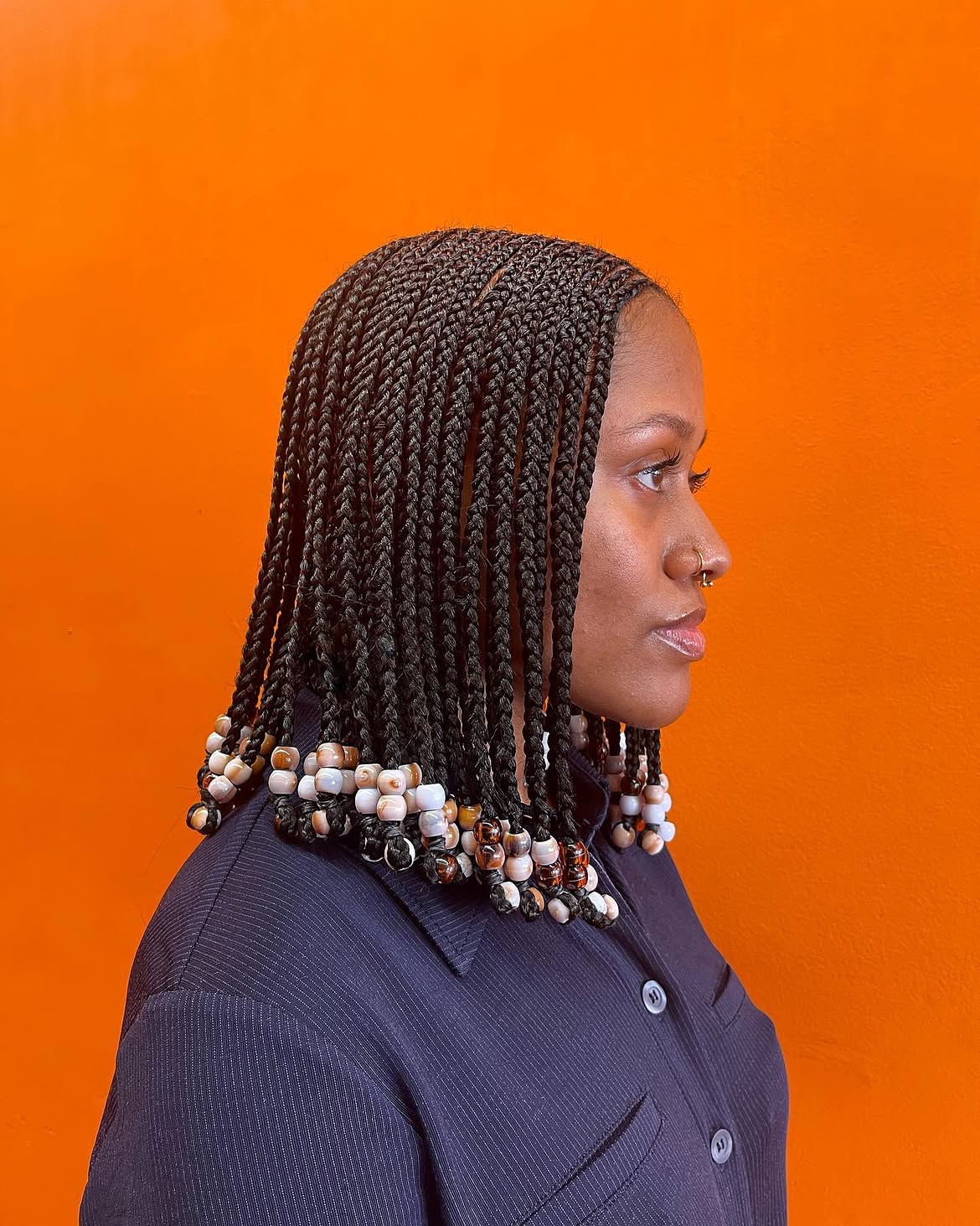 Braided Bob with Colorful Accent Beads