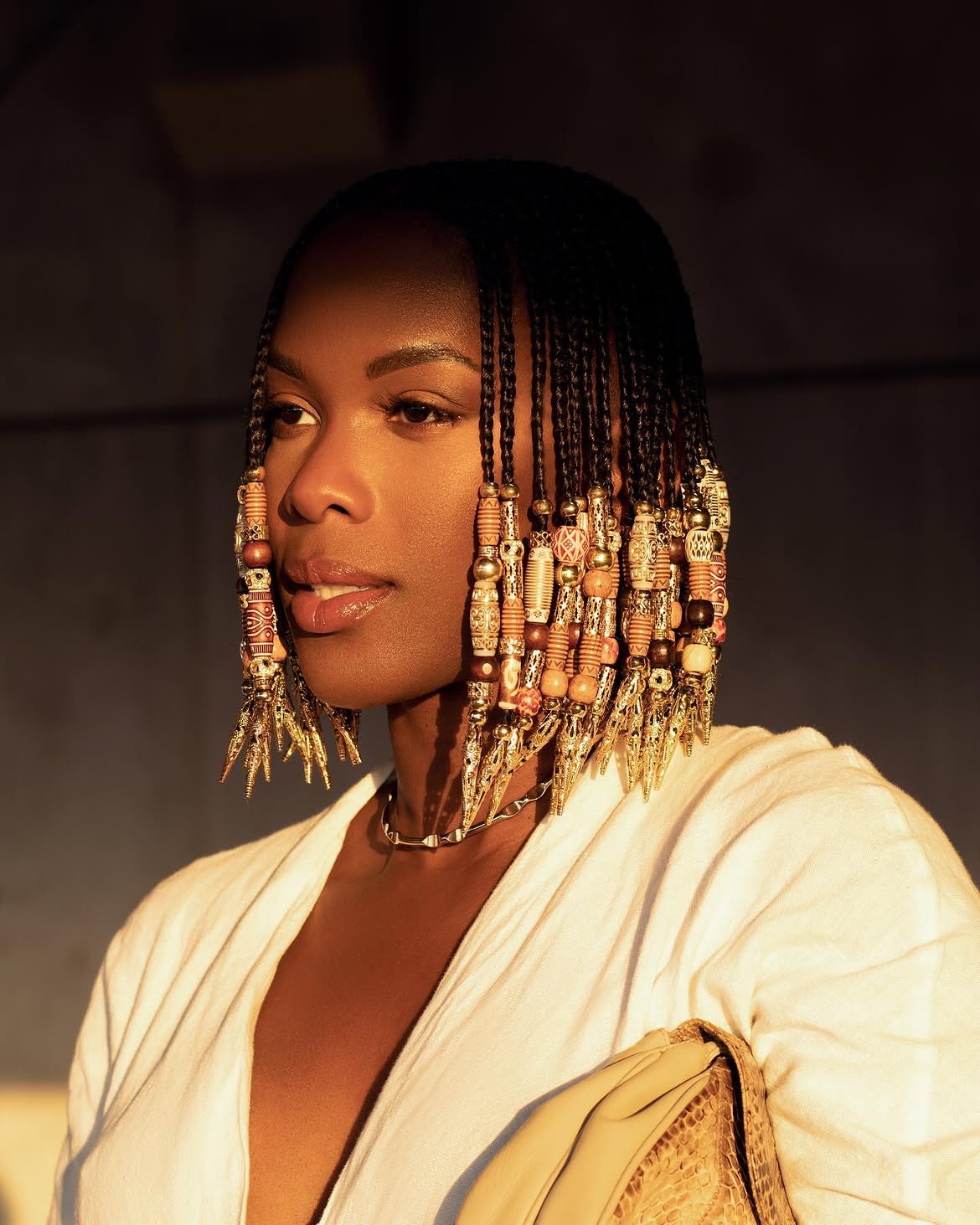 Braided Bob With Colorful Bohemian Beads