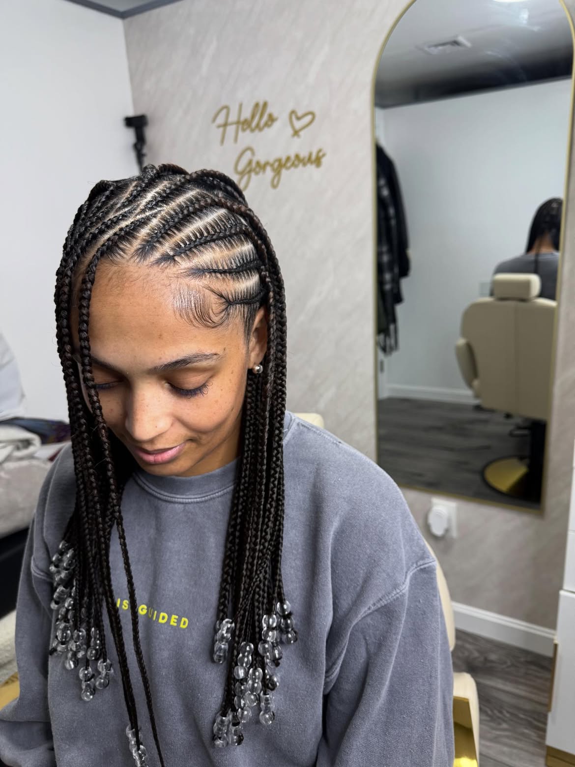 Braided Cornrows With Clear Beads