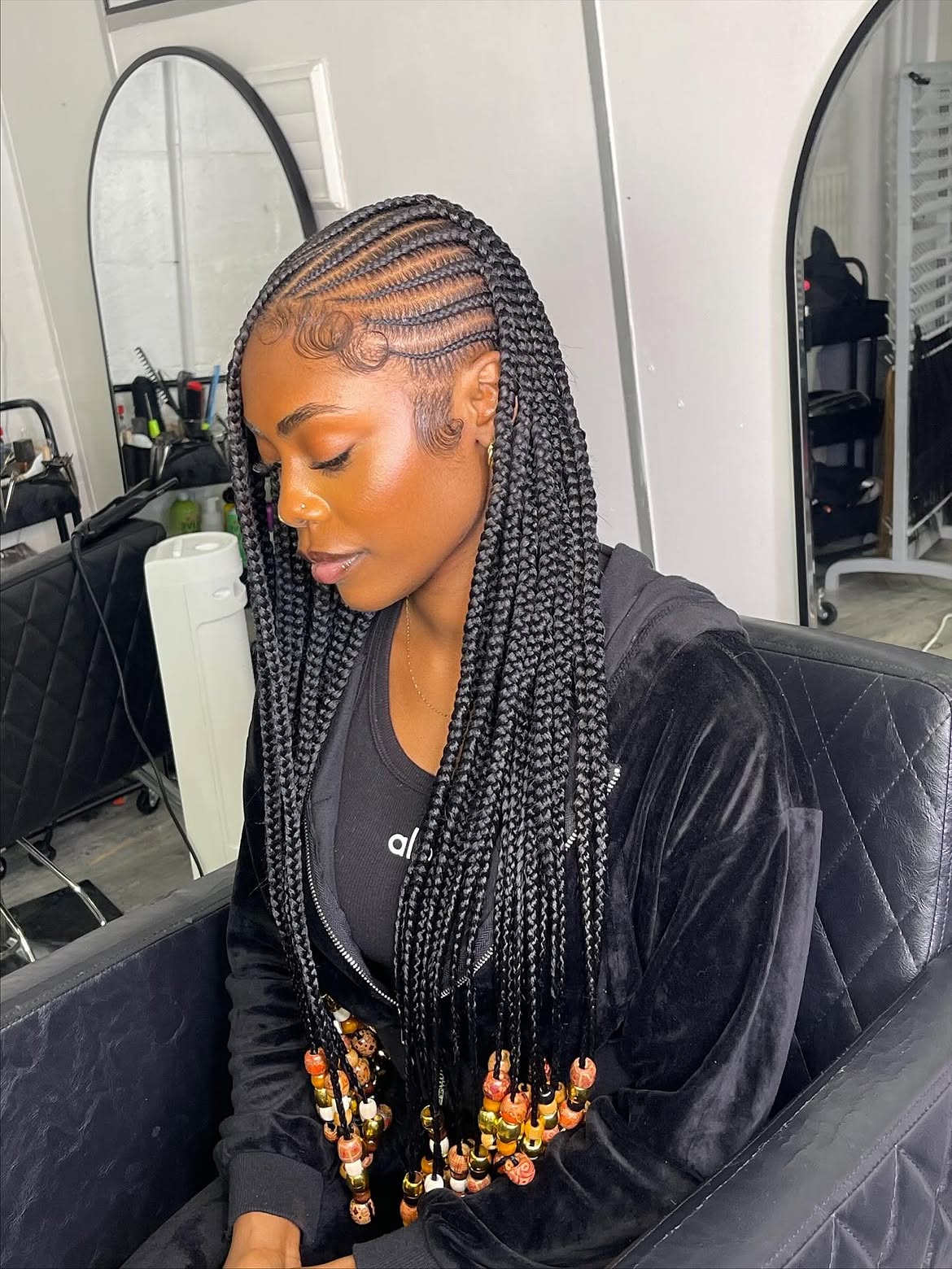 Braided Cornrows With Trendy Colorful Beads